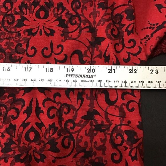 Weekends by Chico’s‎ Red Black Damask 3/4 Sleeve Top 3 (XL) - Picture 4 of 8